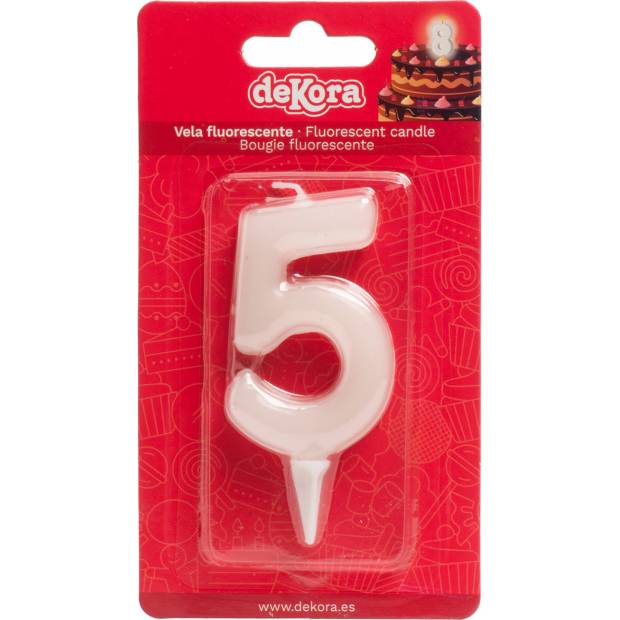 Tortenkerze Nummer 5 leuchtet im Dunkeln 6cm