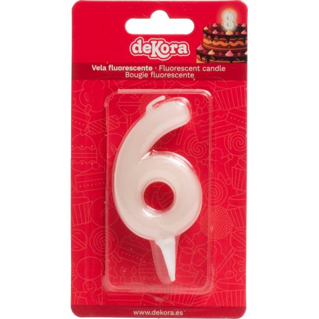 Tortenkerze Nummer 6 weiß 6cm