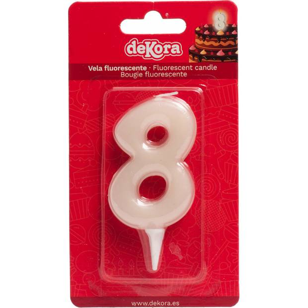 Tortenkerze Nummer 8 leuchtet im Dunkeln 6cm