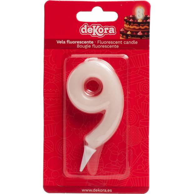 Tortenkerze Nummer 9 leuchtet im Dunkeln 6cm