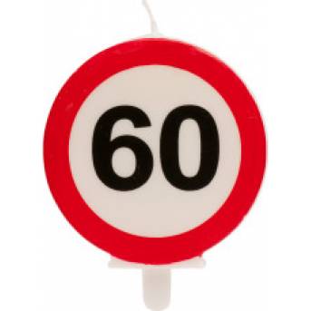 Tortenkerze 6,3cm Verkehrsschild Nummer 60