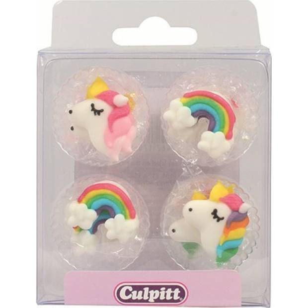 Zuckerdekoration - Regenbogen und Einhörner - 12St.