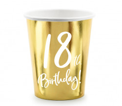 Pappbecher goldenen Geburtstag 18 Jahre - 220ml 6pcs