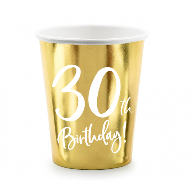 Pappbecher goldenen Geburtstag 30 Jahre - 220ml 6pcs