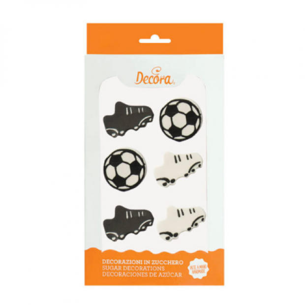 Zucker Tortendekoration Fußball, 6St.