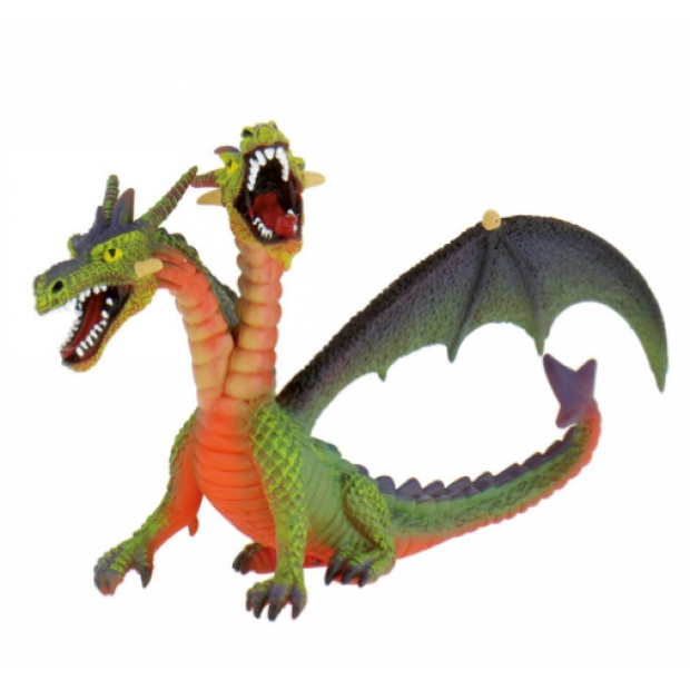 Tortenfigur zweiköpfiger Drache grün 14x10cm
