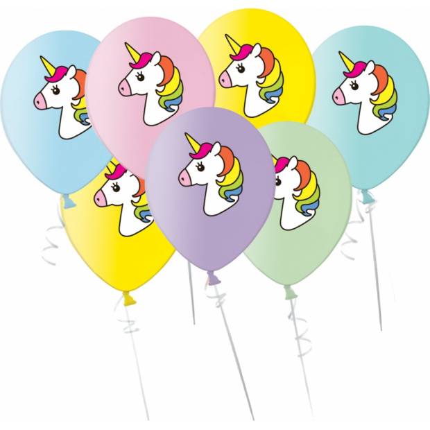 Einhorn-Ballons bunt, 7 Stück