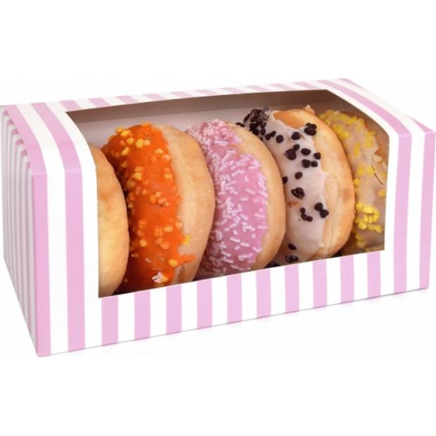 Donut-Box 1pc rosa und weiß 185x95x90mm