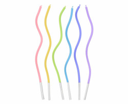Pastellfarbene gedrehte Kerzen 6 Stk.