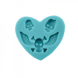 Silikonform Herz und Totenköpfe