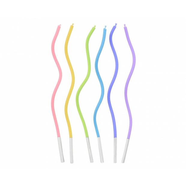 Pastellfarbene gedrehte Kerzen 6 Stk.