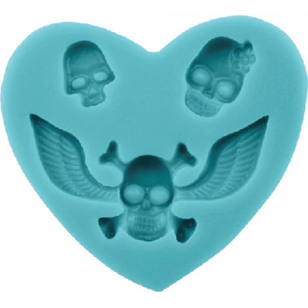 Silikonform Herz und Totenköpfe