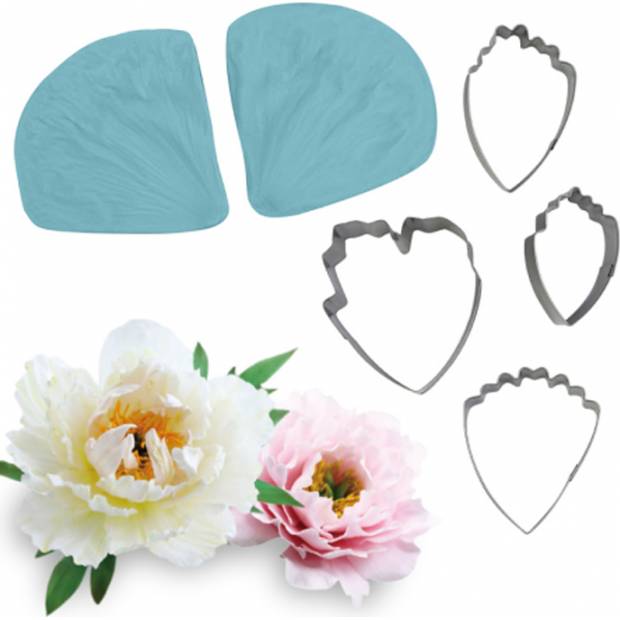 Blütenzahnrad und Ausstechformen Pfingstrose 6 Stücke 7,5x8 cm