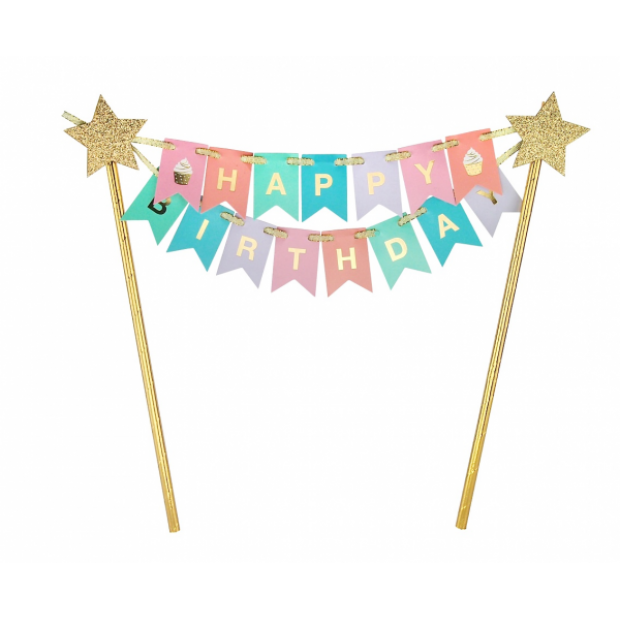 Tortenaufleger Happy Birthday Fahnen