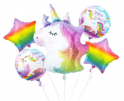 Folienballons - Einhorn-Set, Geburtstag, 5 Stk.