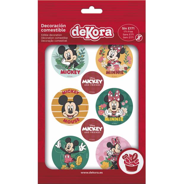 Essbare Papier Cupcake Dekoration Mickey und Minnie 5,8cm 6St.
