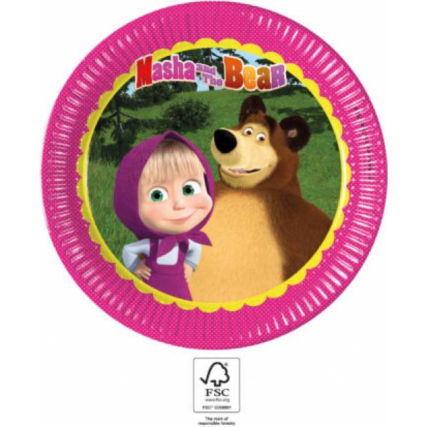 Partyteller aus Papier 23cm Mascha und Bär