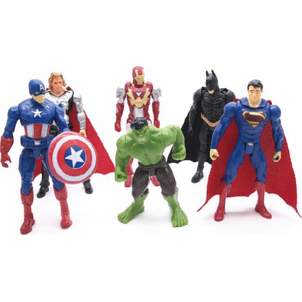 Avengers Kuchenfiguren, 6 Stück, Iron man, Superman, Captain America, Hulk, Batman und Thor