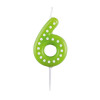 Geburtstagskerze 6,5cm mit Tupfen Nummer 6 MIX Farben