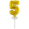 Goldener Mini-Folienballon - Cake Topper Nr. 5