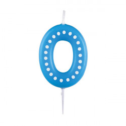 Geburtstagskerze 6,5cm mit Punkten Nummer 0 MIX Farben