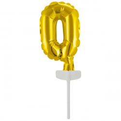 Goldener Mini-Folienballon - Cake Topper Nummer 0
