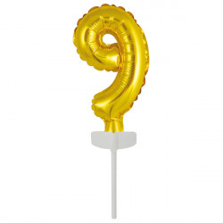 Goldener Mini-Folienballon - Cake Topper Nr. 9