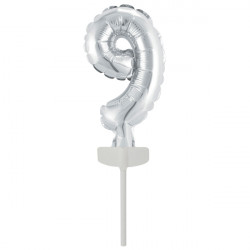 Folienballon silbern klein - Cake-Topper Nummer 9