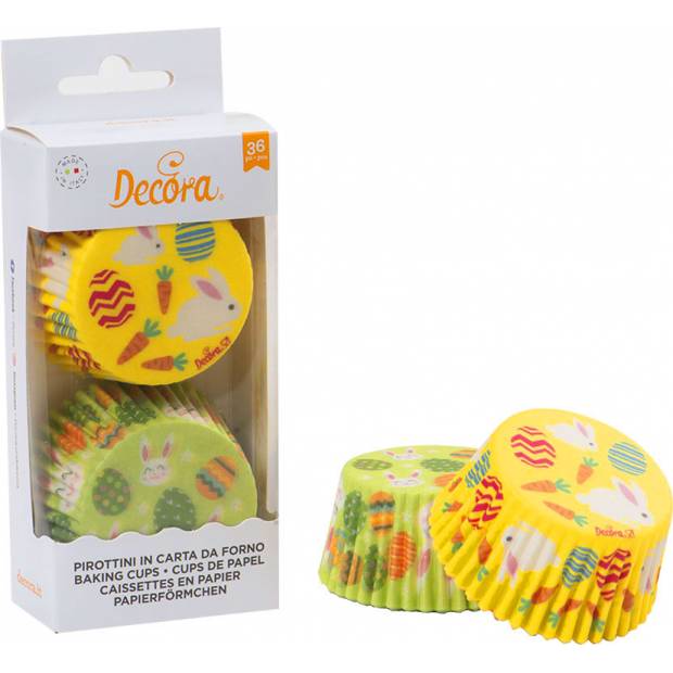 Papier-Muffinförmchen 36 Stück Ostern Häschen, Eier und Karotte