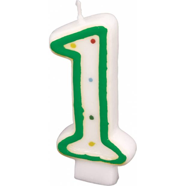 Geburtstagskerze 7,3cm mit Tupfen Nummer 1 ACHTUNG Farbmix