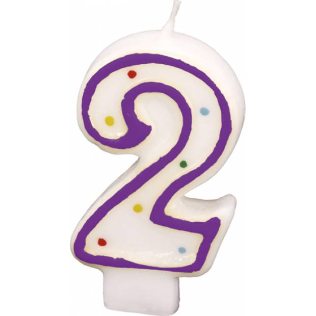 Geburtstagskerze 7,3cm mit Tupfen Nummer 2 ACHTUNG Farbmix