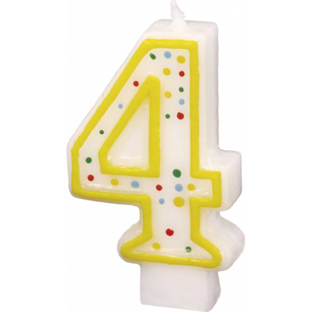 Geburtstagskerze 7,3cm mit Tupfen Nummer 4 ACHTUNG Farbmix