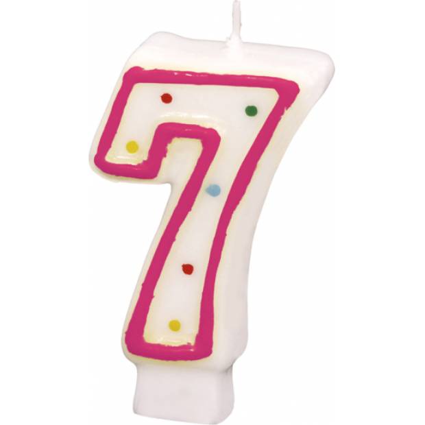 Geburtstagskerze 7,3cm mit Tupfen Nummer 7 ACHTUNG Farbmix
