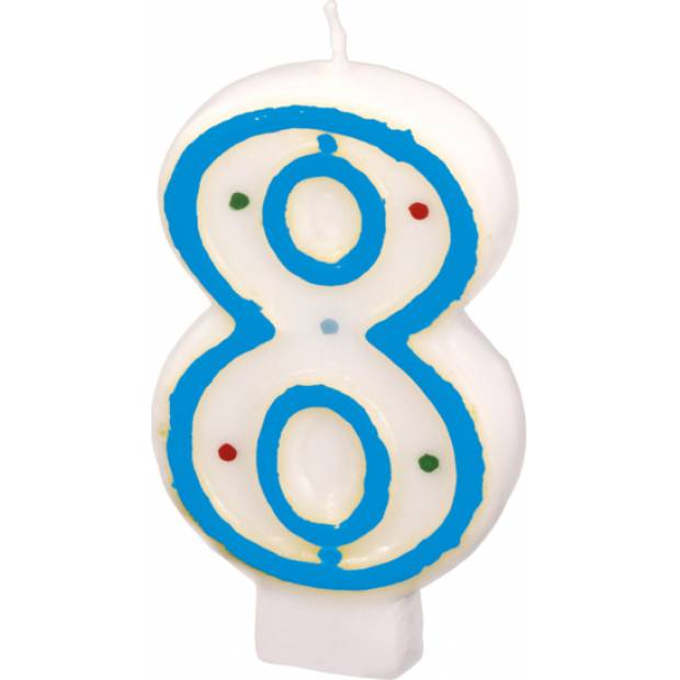 Geburtstagskerze 7,3cm mit Tupfen Nummer 8 ACHTUNG Farbmix