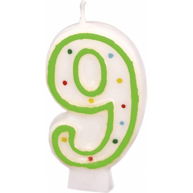 Geburtstagskerze 7,3cm mit Tupfen Nummer 9 ACHTUNG Farbmix