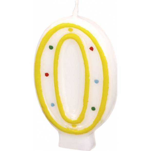 Geburtstagskerze 7,3cm mit Tupfen Nummer 0 ACHTUNG Farbmix