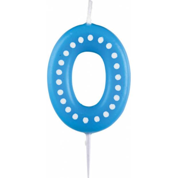 Geburtstagskerze 6,5cm mit Punkten Nummer 0 MIX Farben