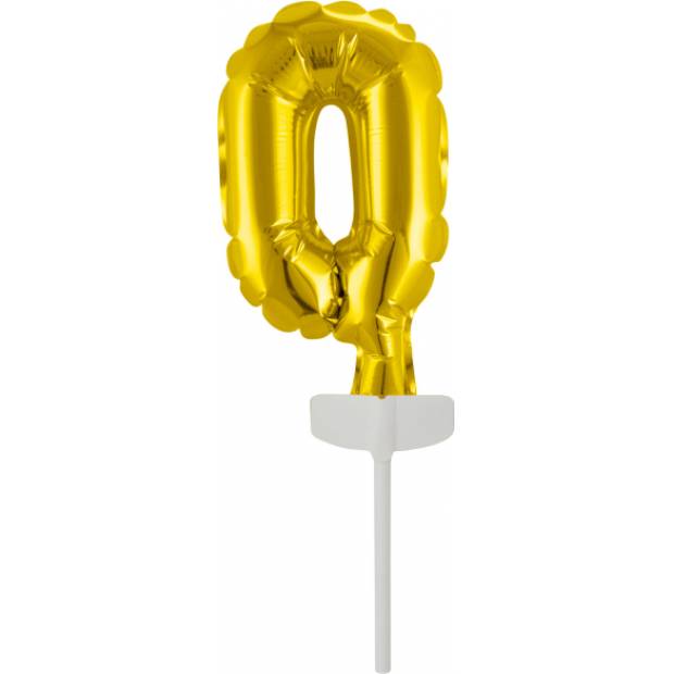 Goldener Mini-Folienballon - Cake Topper Nummer 0