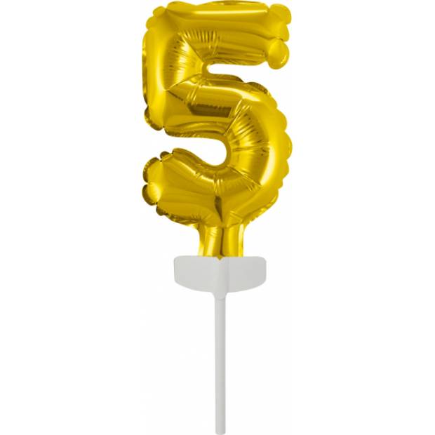 Goldener Mini-Folienballon - Cake Topper Nr. 5