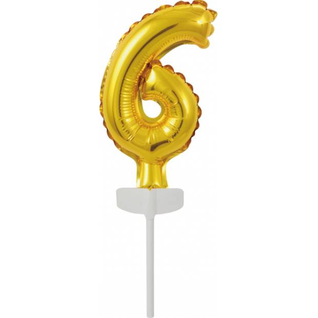 Goldener Mini-Folienballon - Cake Topper Nummer 6