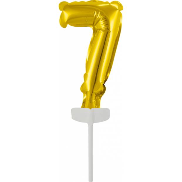 Goldener Mini-Folienballon - Cake Topper Nummer 7