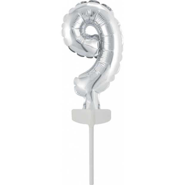 Folienballon silbern klein - Cake-Topper Nummer 9