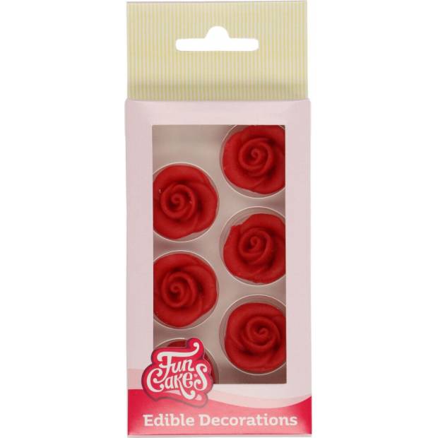 Marzipan-Dekoration 6 Stk. rote Rosen