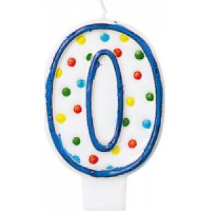 Geburtstagskerze Nummer 0 mit Punkten 7,6cm