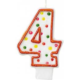 Geburtstagskerze Nummer 4 mit Punkten 7,6cm