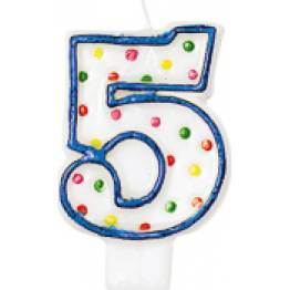 Geburtstagskerze Nummer 5 mit Punkten 7,6cm