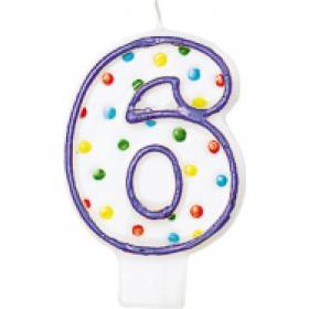 Geburtstagskerze Nummer 6 mit Punkten 7,6cm