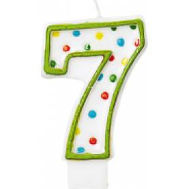 Geburtstagskerze Nummer 7 mit Punkten 7,6cm
