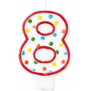 Geburtstagskerze Nummer 8 mit Punkten 7,6cm