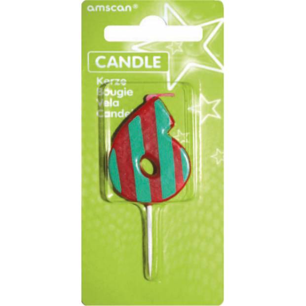 Geburtstagskerze farbig 7,6cm Nummer 6